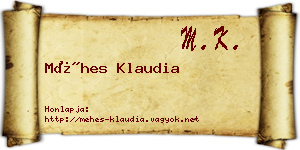 Méhes Klaudia névjegykártya